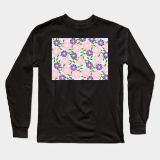 Floral Pink and Purple Design Long Sleeve T-Shirt